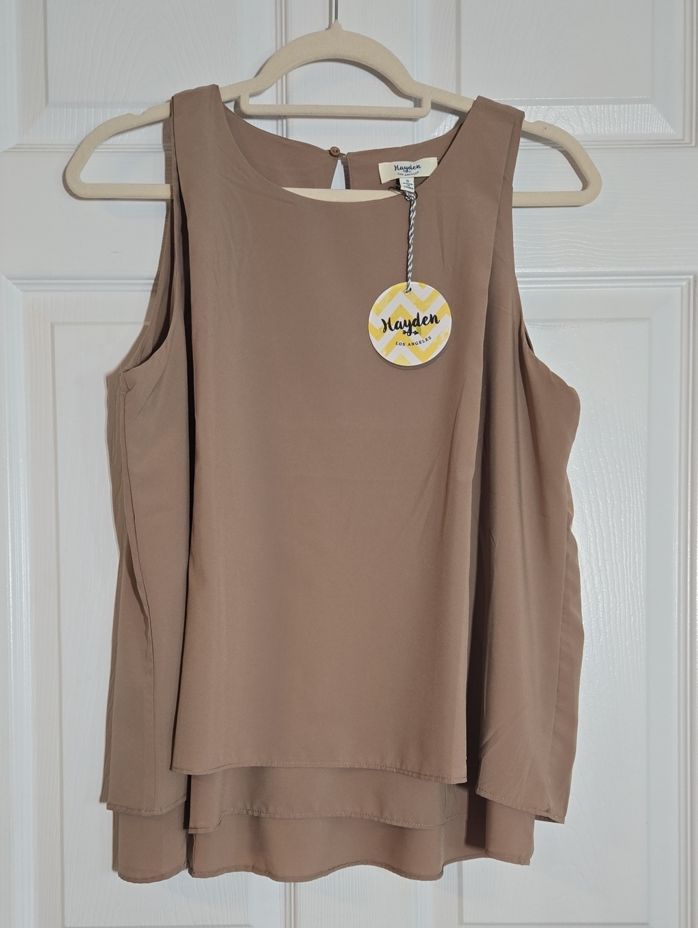 Hayden Los Angeles Taupe Tan Layered Camisole Sleeveless Top Size Small